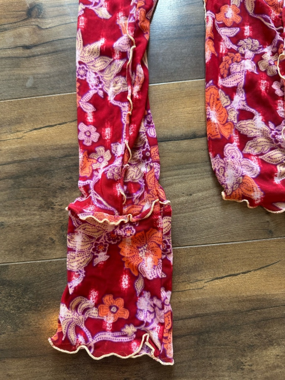 Free People Floral Mesh Top Red Sheer Y2K Fairy Grunge Festival - Picture 5 of 9